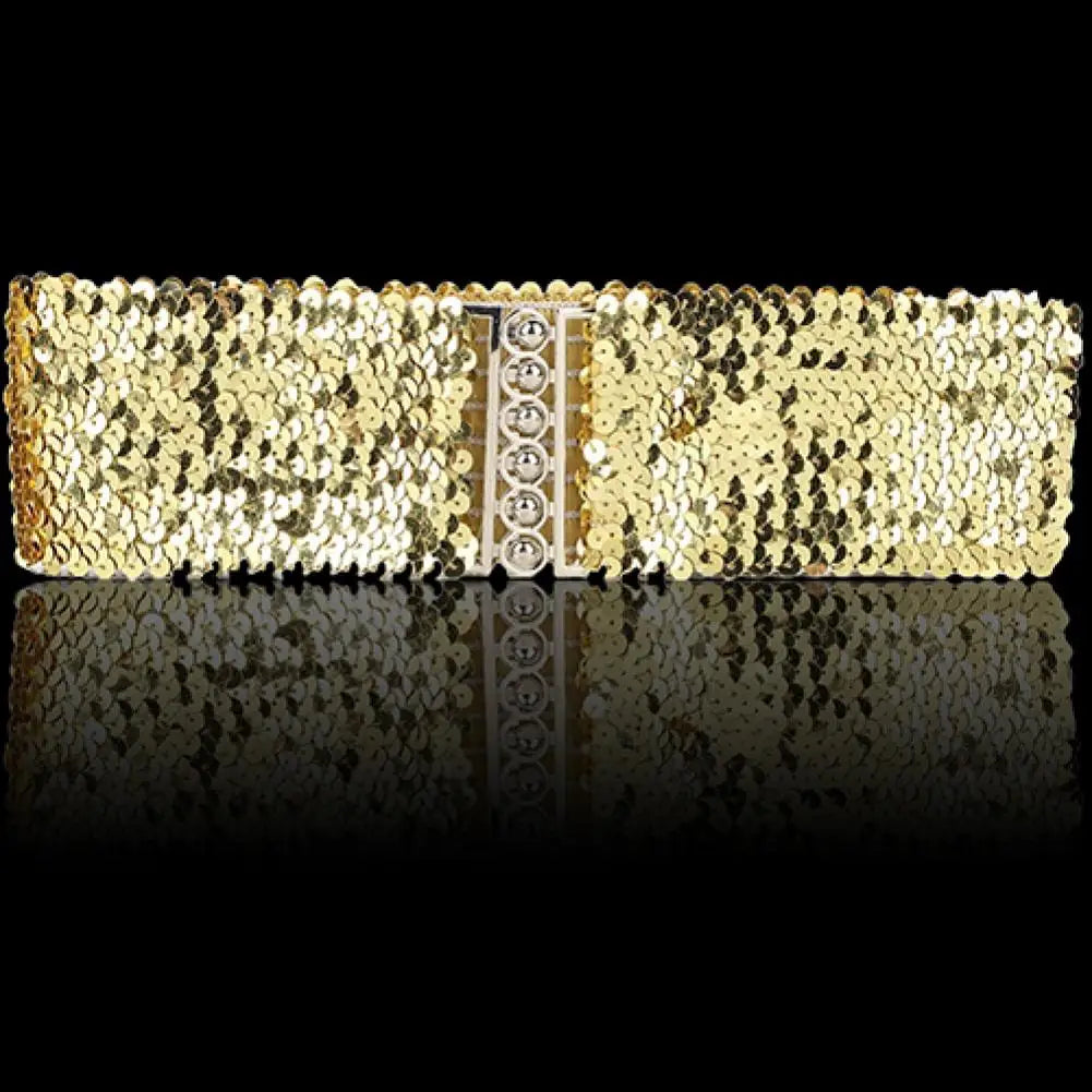 Cinturón ancho elástico con lentejuelas brillantes