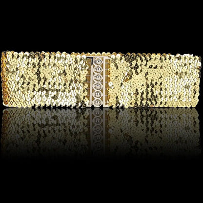 Cinturón ancho elástico con lentejuelas brillantes