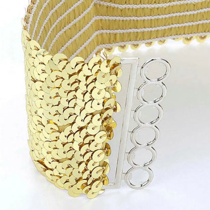 Cinturón ancho elástico con lentejuelas brillantes