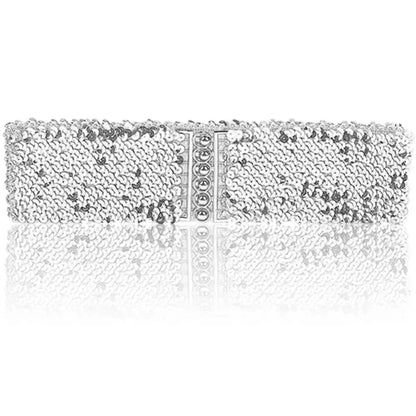 Cinturón ancho elástico con lentejuelas brillantes