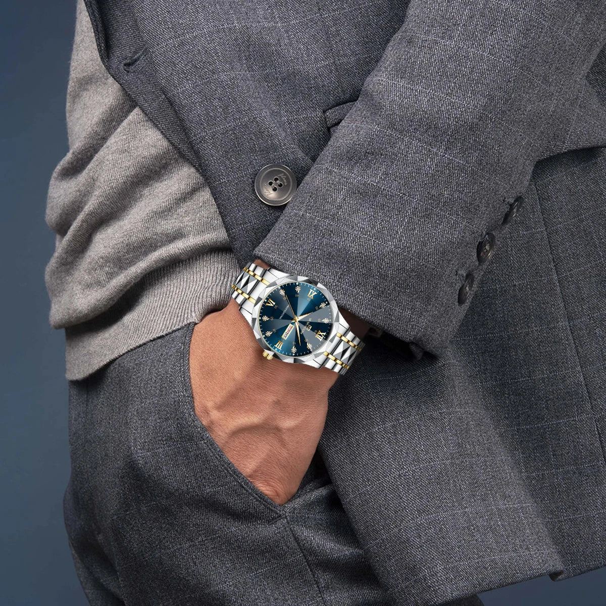 Reloj de negocios de acero inoxidable