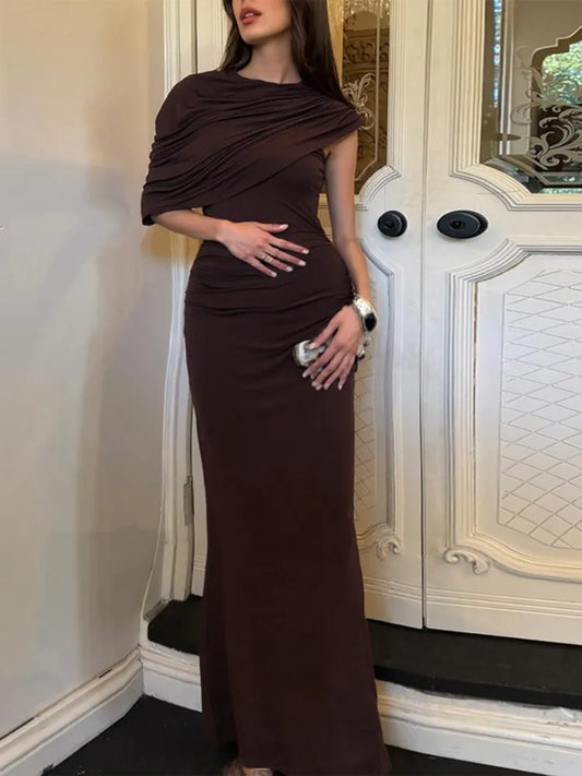 Maxi Vestido Sexy fruncido Irregular