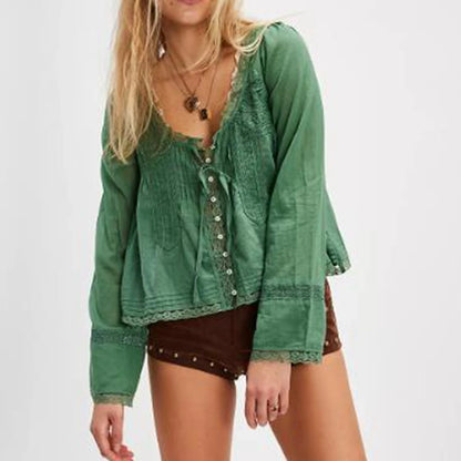 Blusa transparente con cordones