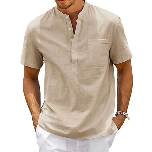 Camisa de lino y algodón para hombre